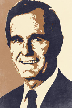 Laminated President George HW Bush 41 Pop Art Portrait Republican Politics Politician Sepia Poster Dry Erase Sign 24x36