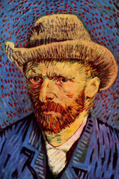 Laminated Vincent Van Gogh Self Portrait with Tan Hat Van Gogh Wall Art Impressionist Portrait Painting Style Fine Art Home Decor Realism Decorative Wall Decor Poster Dry Erase Sign 24x36