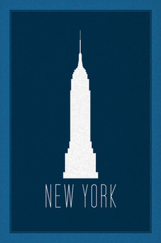 Laminated Cities New York City Empire State Building Blue Poster Dry Erase Sign 24x36