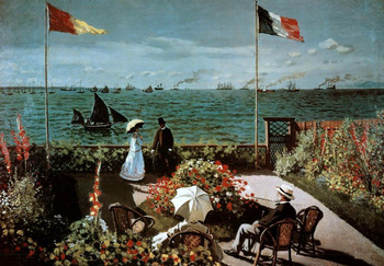 Laminated Claude Monet Garden at Sainte Adresse 1867 Impressionist Oil On Canvas Painting Art Poster Dry Erase Sign 36x24