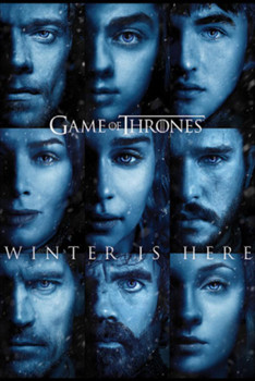 Laminated Game of Thrones Season 7 Winter Is Here Faces TV Show Poster Dry Erase Sign 24x36