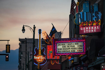 Neon Signs on Beale Street Memphis Tennessee Photo Photograph Cool Wall Decor Art Print Poster 18x12