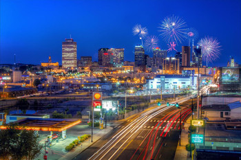 Laminated Fireworks over Nashville Tennessee Photo Photograph Poster Dry Erase Wall Art 36x24
