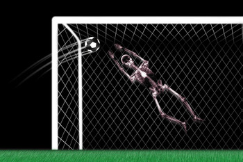 Laminated Skeleton Goalie in Soccer Match X Ray Photo Photograph Poster Dry Erase Sign 36x24