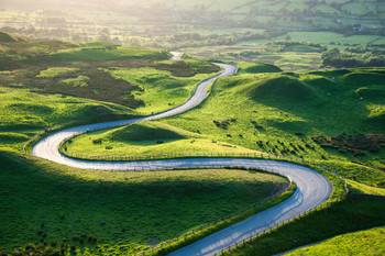 Laminated Bendy Road Mam Tor Hills Castleton Derbyshire Photo Photograph Poster Dry Erase Sign 36x24