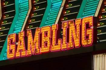 Laminated Bright Gambling Neon Sign Las Vegas Nevada Photo Photograph Poster Dry Erase Wall Art 36x24