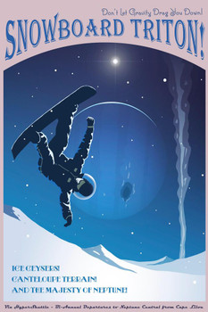 Laminated Snowboard Triron Futuristic Science Fantasy Travel Poster Dry Erase Sign 24x36