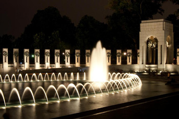 Laminated World War II Memorial at Night Washington DC Photo Photograph Poster Dry Erase Sign 36x24