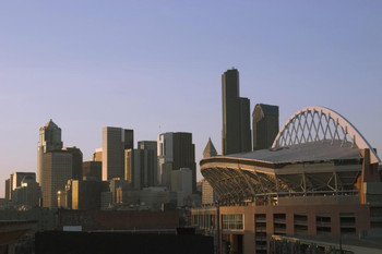 Laminated Seattle Washington Skyline and Century Link Field Photo Photograph Poster Dry Erase Sign 36x24