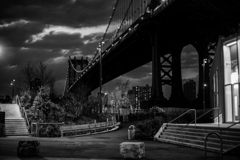 Laminated Manhattan Bridge from DUMBO Brooklyn New York B&W Photo Photograph Poster Dry Erase Sign 36x24