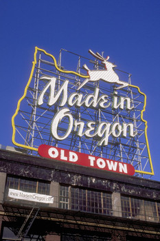 Laminated Made in Oregon Sign Old Town District Portland Photo Photograph Poster Dry Erase Sign 24x36