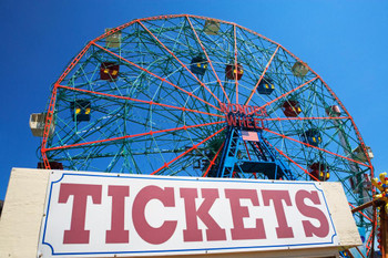 Laminated Coney Island Amusements Wonder Wheel Brooklyn Photo Photograph Poster Dry Erase Sign 36x24