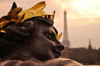 Laminated Eiffel Tower from the Pont Alexandre III Bridge Paris France Photo Photograph Poster Dry Erase Wall Art 36x24