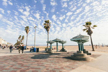 Laminated Venice Beach Boardwalk Beachfront Neighborhood Los Angeles California Photo Photograph Poster Dry Erase Sign 36x24