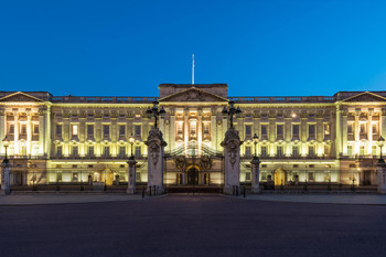 Laminated Buckingham Palace Illuminated at Night London UK Photo Photograph Poster Dry Erase Wall Art 36x24