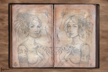 Laminated Saved By Love by Brigid Ashwood Fantasy Art Wall Decor Nature Fairy Illustration Celtic Ornate Wall Art Flower Knot Pattern Spiritual Art Print Decorative Women Poster Dry Erase Wall Art 24x36