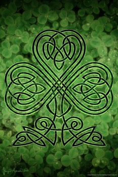 Laminated Celtic Shamrock by Brigid Ashwood Fantasy Art Wall Decor Nature Clover Illustration Celtic Ornate Wall Art Flower Knot Pattern Spiritual Art Print Decorative Poster Dry Erase Sign 24x36