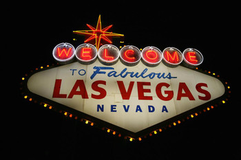 Laminated Welcome to Las Vegas Sign Illuminated at Night Las Vegas Nevada Photo Photograph Poster Dry Erase Sign 36x24