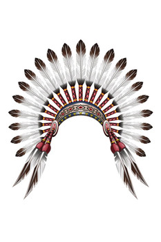 Laminated Native American Indian Feather Headdress Art Print Cool Wall Art Poster Dry Erase Sign 24x36