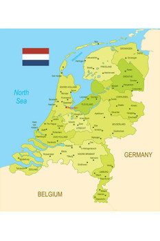Laminated Netherlands with Flag Classroom Educational Cool Wall Decor Art Print Poster Dry Erase Sign 24x36