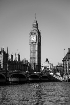 Laminated London Big Ben House of Parliament in Black and White Photo Photograph Cool Wall Decor Art Print Poster Dry Erase Sign 24x36
