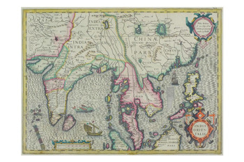 Laminated India and the Orient Antique Style Map Travel World Map with Cities in Detail Map Posters for Wall Map Art Geographical Illustration Travel Destination Poster Dry Erase Wall Art 36x24