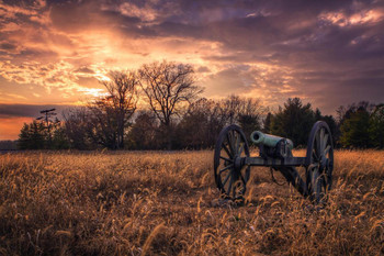 Laminated Civil War Cannon at Sunset Photo Art Print Cool Wall Art Poster Dry Erase Wall Art 36x24