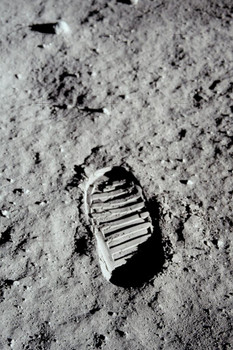 Laminated First Footprint On The Moon Photo Art Print Cool Wall Art Poster Dry Erase Sign 24x36