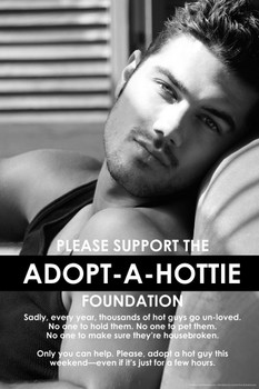 Laminated Please Support The Adopt A Hottie Foundation Humor Cool Wall Art Poster Dry Erase Sign 24x36