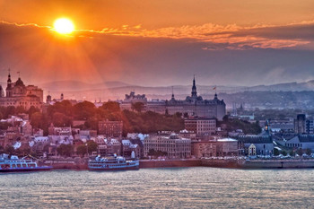 Laminated Beautiful Sunset Over Quebec City Waterfront Canada Photo Art Print Poster Dry Erase Sign 36x24