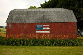 Laminated American Flag Painted On Rural Red Barn Photo Photograph Patriotic Posters American Flag Poster Of Flags For Wall Flags Poster Us Cool Wall Art Poster Dry Erase Wall Art 36x24