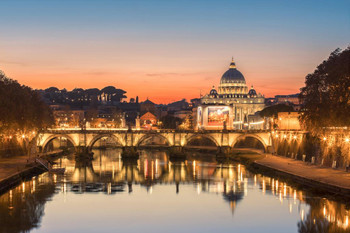 Laminated Saint Peter Basilica at Sunset Photo Art Print Poster Dry Erase Wall Art 36x24