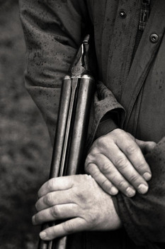 Laminated The Hands of a Hunter Holding a Shotgun Photo Photograph Poster Dry Erase Wall Art 24x36
