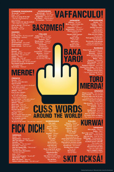 Laminated Cuss Words Around The World Languages Poster Dry Erase Wall Art 24x36