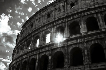 Laminated Sun Through The Colosseum Rome Italy Amphitheatre Artistic Fine Art Photograph Poster Dry Erase Sign 36x24x