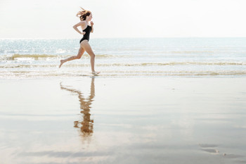 Woman Jogging on the Beach Inspirational Photo Photograph Cool Wall Decor Art Print Poster 18x12
