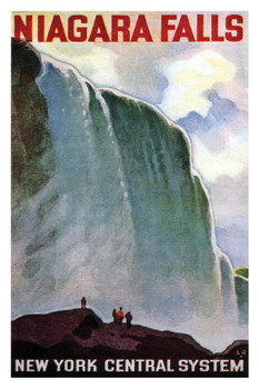 Laminated Niagara Falls New York Central System Vintage Travel Art Print Poster Dry Erase Wall Art 24x36
