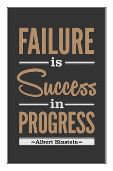 Albert Einstein Failure Is Success In Progress Motivational Inspirational Scientific Science Teamwork Quote Inspire Quotation Positivity Motivate Sign Word Art Laminated Dry Erase Wall Poster 24x36