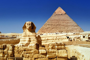 Laminated Pyramids of Giza and the Sphinx Photo Art Print Poster Dry Erase Sign 36x24