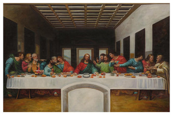 Laminated Leonardo Da Vinci Last Supper Jesus Poster 12 Apostles Holy Communion Painting Circa 1495 Poster Dry Erase Sign 36x24