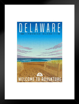 Delaware Fenwick Island Summer Beach Sand Dunes Atlantic Ocean Travel Matted Framed Art Print Wall Decor 20x26 inch