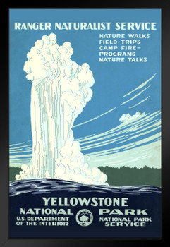 Yellowstone National Park Retro Vintage WPA Art Project Black Wood Framed Poster 14x20