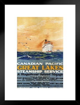 Canadian Pacific Great Lakes Steamship Service Cruise Ship Vintage Travel Matted Framed Art Print Wall Decor 20x26 inch