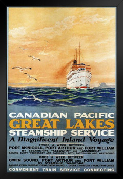Canadian Pacific Great Lakes Steamship Service Cruise Ship Vintage Travel Black Wood Framed Poster 14x20