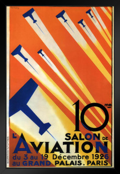 Salon Aviation 1925 Grand Palais Paris France Vintage Travel Black Wood Framed Poster 14x20