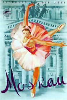 Ballet Vintage Dance Ad Ballerina Dancer Wearing Tutu Advertisement Moskau Moscow Russia USSR German Cool Wall Decor Art Print Poster 12x18