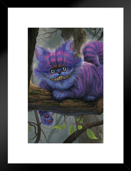 Alice in Wonderland Cheshire Cat in Tree by Vincent Hie Fantasy Matted Framed Art Print Wall Decor 20x26 inch