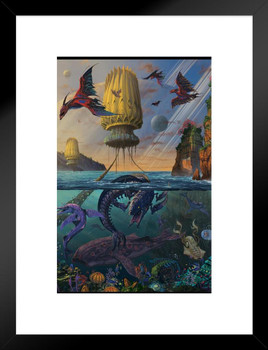 Cyris Fantasy Underwater Animals Dragon World by Vincent Hie Fantasy Poster Matted Framed Art Wall Decor 20x26