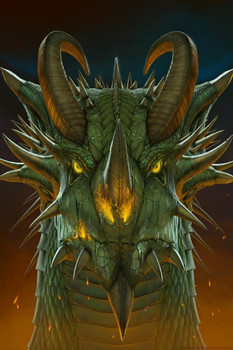 Laminated Dragon Face Portrait by Vincent Hie Art Print Poster Dry Erase Wall Art 12x18