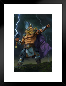 Thor God of Thunder by Vincent Hie Matted Framed Art Print Wall Decor 20x26 inch